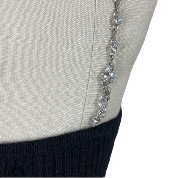 Reformation Elegant cashmere Black Dress with Chain Straps NEW - Picture 7 of 12